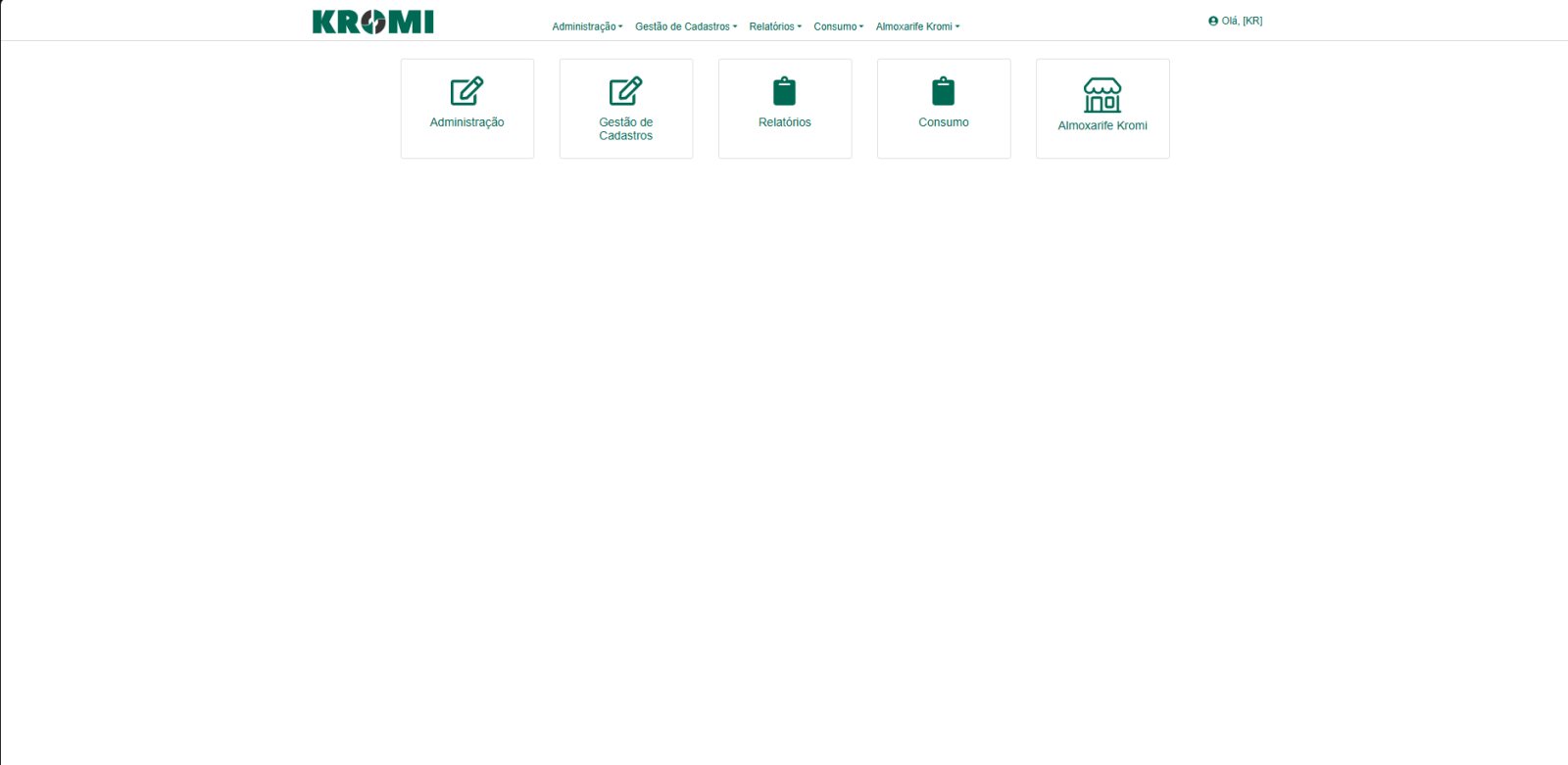 Portal MRO — Diversas funcionalidades e relatórios: administração, cadastros, consumo e o almoxarife Kromi, com os dados na palma da mão.